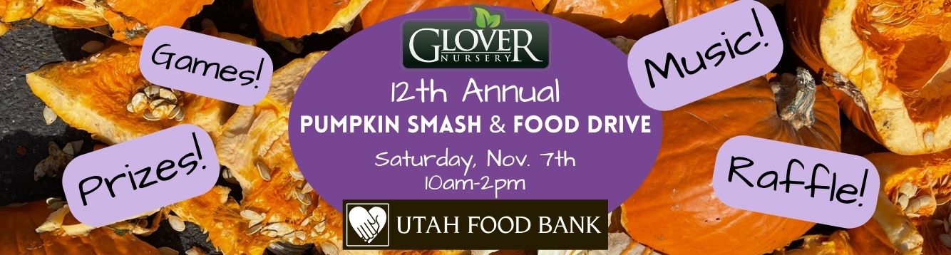12th Annual Pumpkin Smash_Food Drive at Glover Nursery website banner